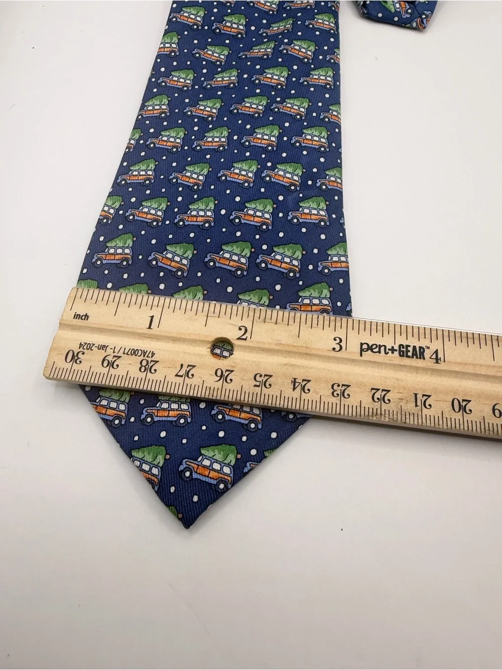 Vineyard Vines Kids Navy Blue Holiday Tree Car Print Tie